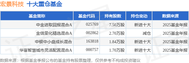 4月9日宏景科技涨630%中金进取回报混合A基金重仓该股